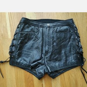 Vintage Harley Davidson Black Lace Up Shorts